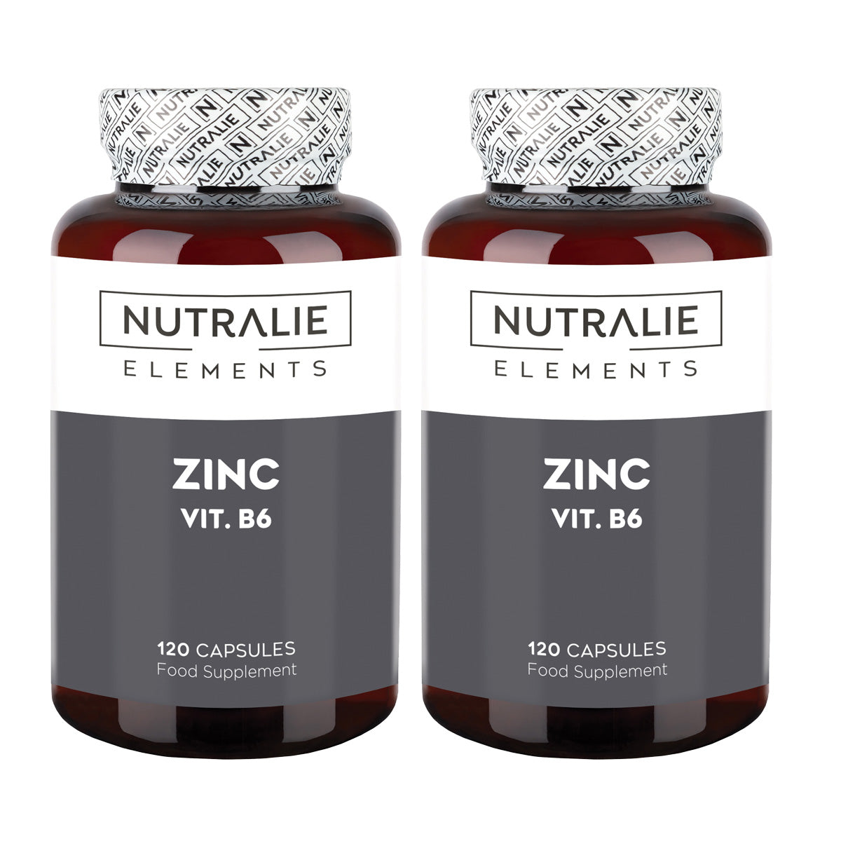 Pack 2x Nutralie Zinc con Vitamina B6 Acné Piel Pelo Vegano 120 Cápsulas