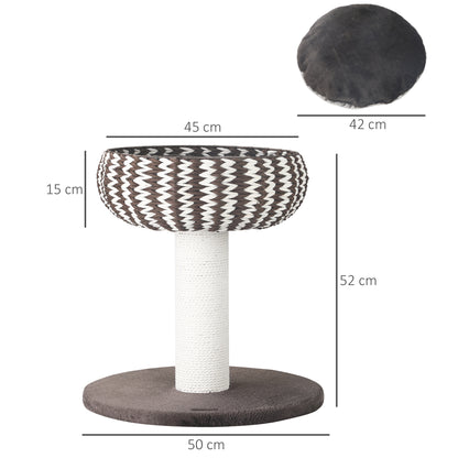 Pawhut Árbol Rascador Para Gatos Pequeño 52 Cm Con Cama Poste Y Cojín De Felpa_2