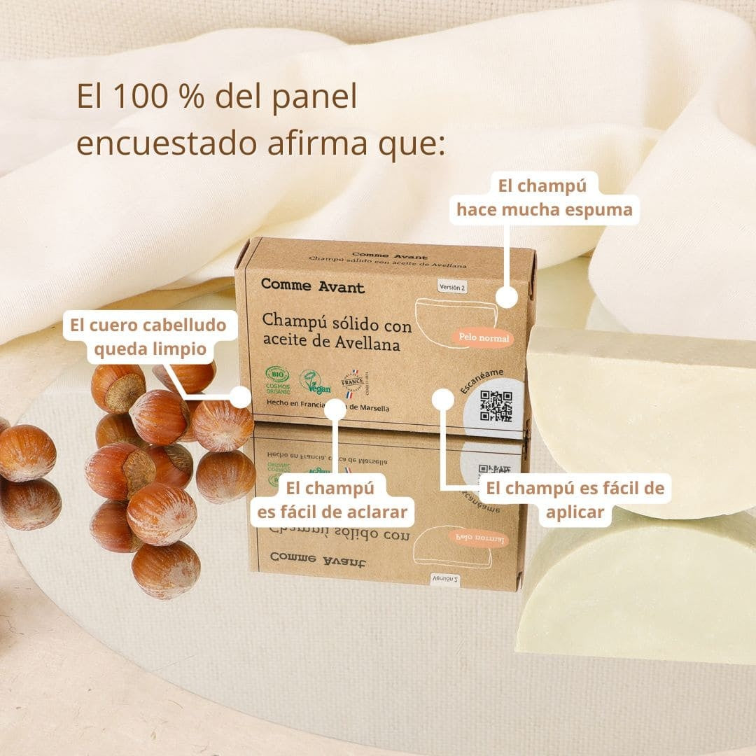 Champú sólido con aceite de avellana (cabello normal) Comme Avant 70 g