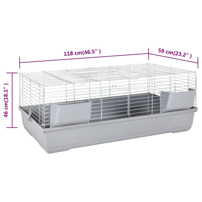 Vidaxl Jaula De Animales Pequeños Polipropileno Metal Gris 118x59x46cm_5
