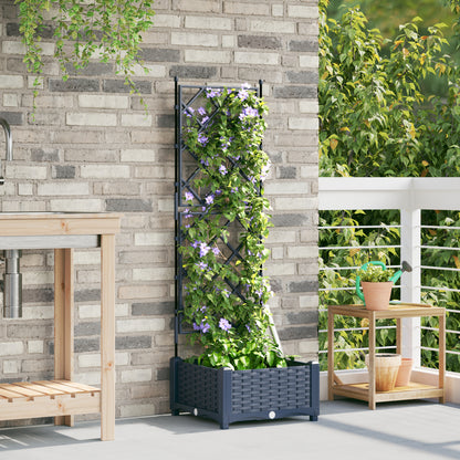 Vidaxl Maceta De Jardín Con Enrejado Gris 40 X 40 X 125.5 Cm Pp_2