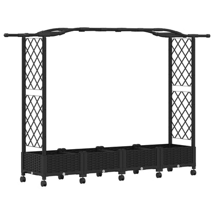 Cama Elevada Con Trellis Y Techo Negro 207 X 40 X 129 Cm Pp_0