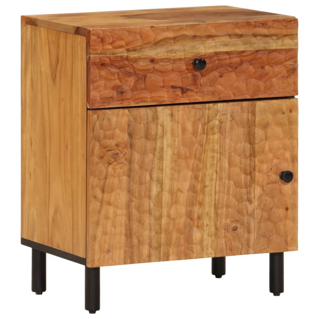 Mesita De Noche Madera Maciza De Acacia 50x33x60 Cm_0