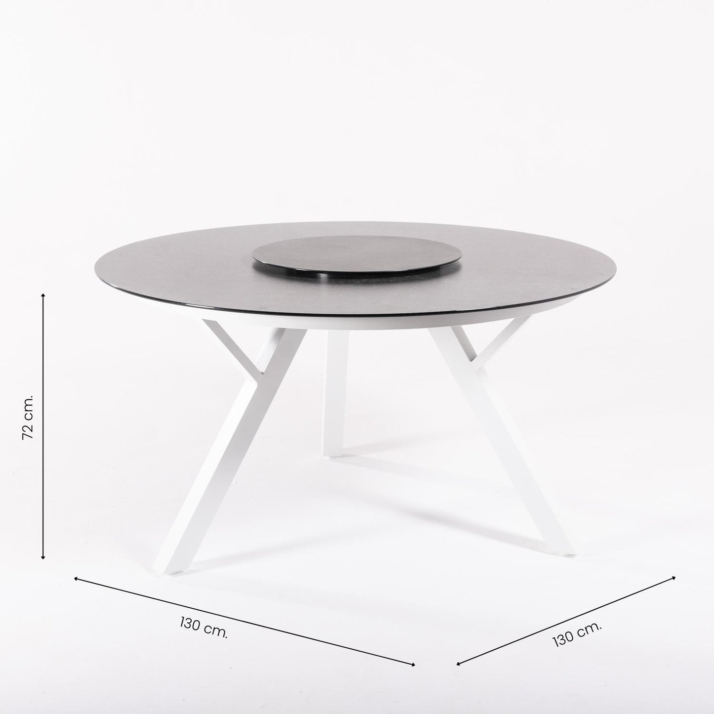 Conjunto De Mesas Y Sillas De Jardín, Redonda 130 Cm, Blanco, Cristal Templado + 6 Sillones Reclinables_4