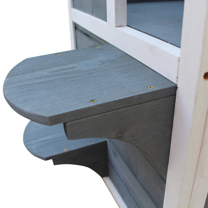 Pawhut Caseta Para Gatos De Madera Exterior Con Techo Abrible 51x51x81,3 Cm Gris_4