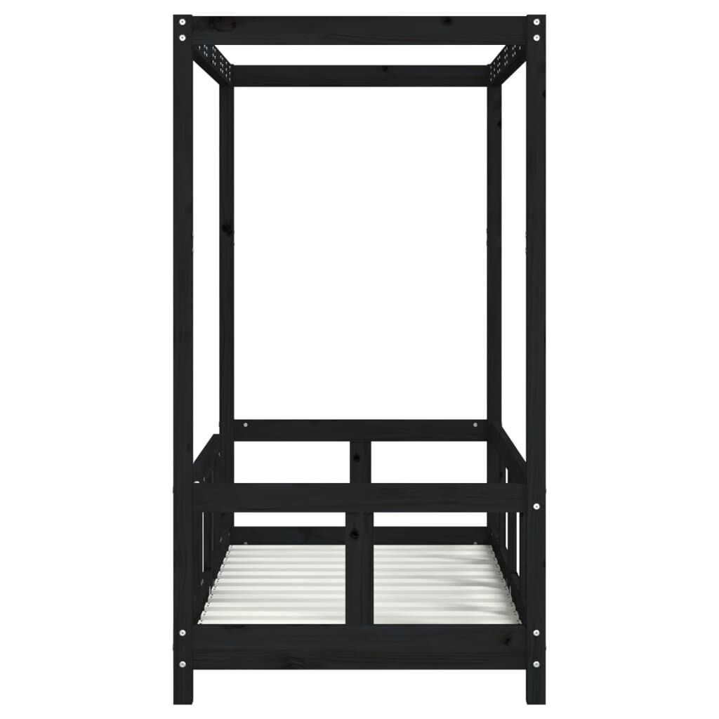 Vidaxl Estructura De Cama Para Niños Madera De Pino Negro 70x140 Cm_4