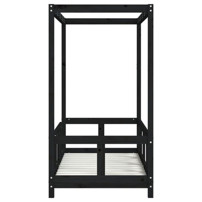 Vidaxl Estructura De Cama Para Niños Madera De Pino Negro 70x140 Cm_4