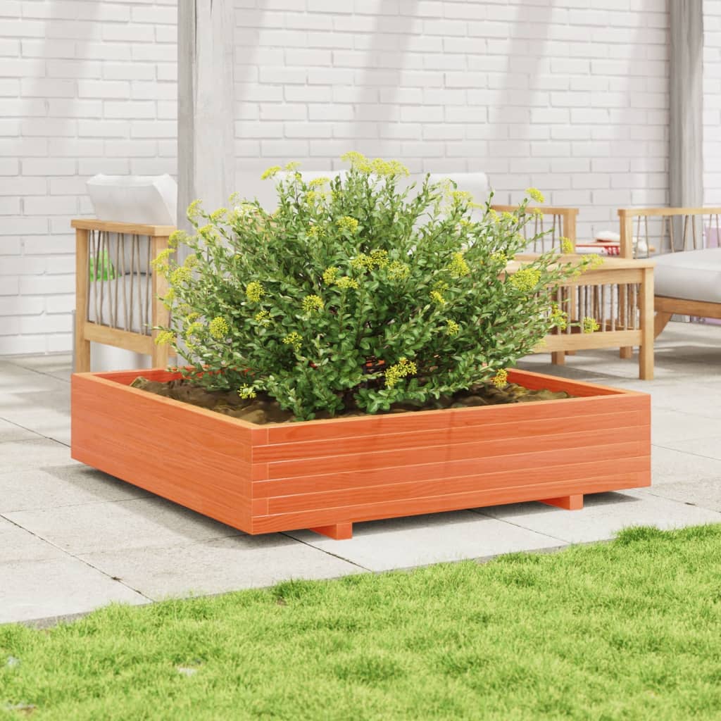 Jardinera De Madera Maciza De Pino Marrón Cera 110x110x26,5 Cm_1