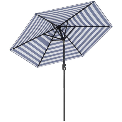 Outsunny Sombrilla Terraza Exterior Ø230 Cm Con Ángulo Ajustable Azul Y Blanco_0