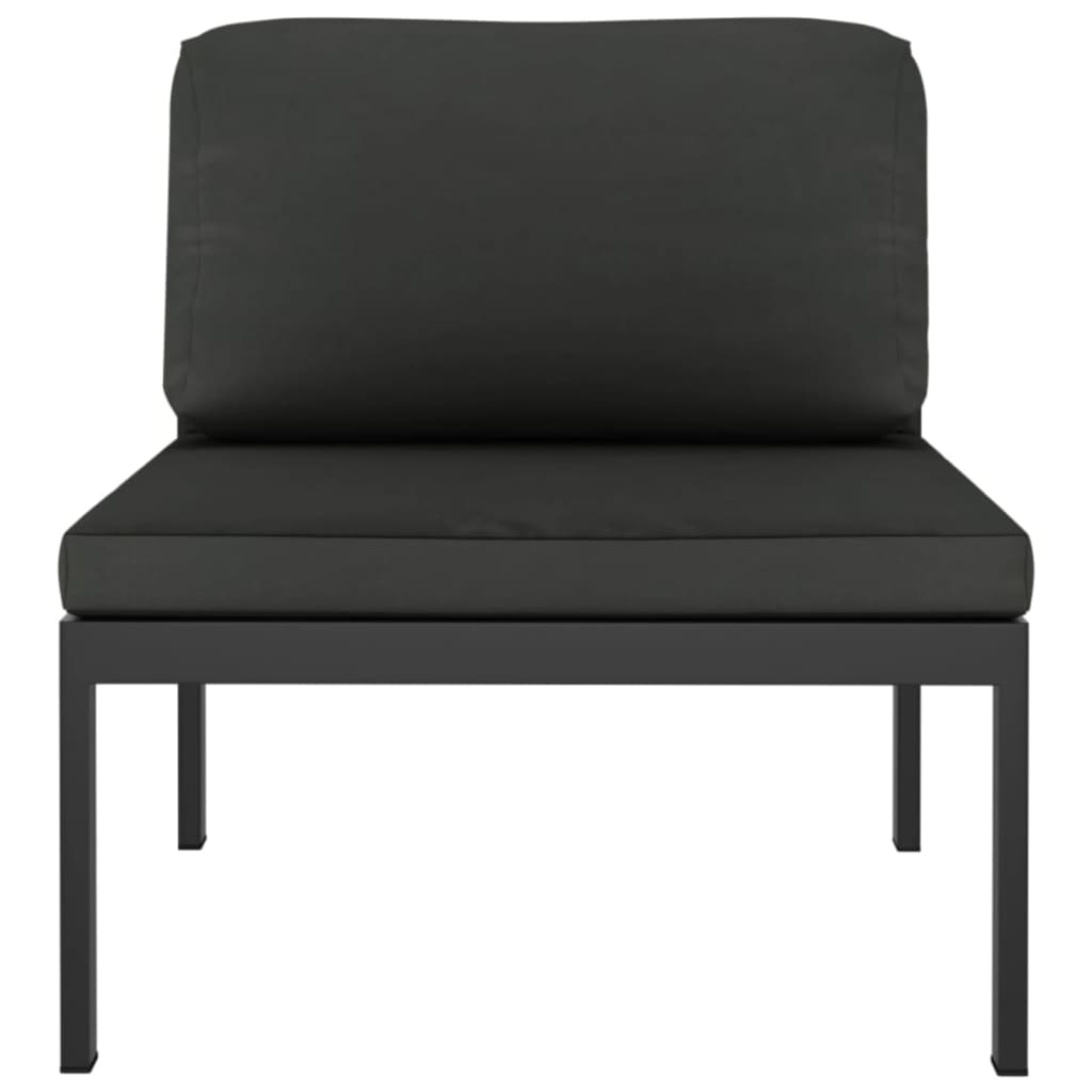 Conjunto De Sofás De Aluminio Negro Con Cojines Acolchados Y Mesa De Centro / Vetonek_5
