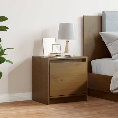 Mesita De Noche Madera Maciza De Mango Marrón Miel 40x30,5x40cm_1