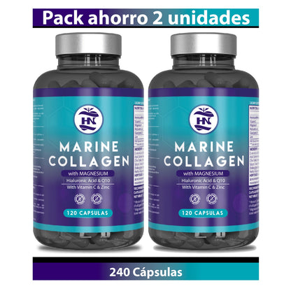 Pack 2 X Colágeno Marino Hidrolizado Con Ácido Hialurónico, Vitamina C, Q10, Zinc Y Magnesio - 2 X 120 Cápsulas_0