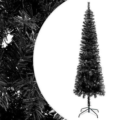 Vidaxl Árbol De Navidad Delgado Con Luces Y Bolas Negro 180 Cm_1