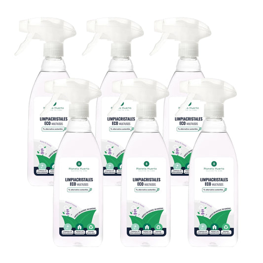 Embalagem de 6 Produtos de Limpeza Multiusos e de Vidros Eco Planeta Huerto, 750ml