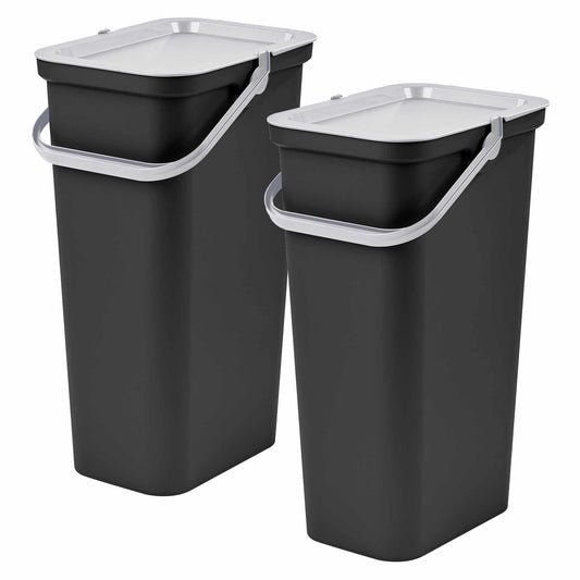 Set De 2 Papeleras moda 40l Con Asa Blanco Y Negro_0