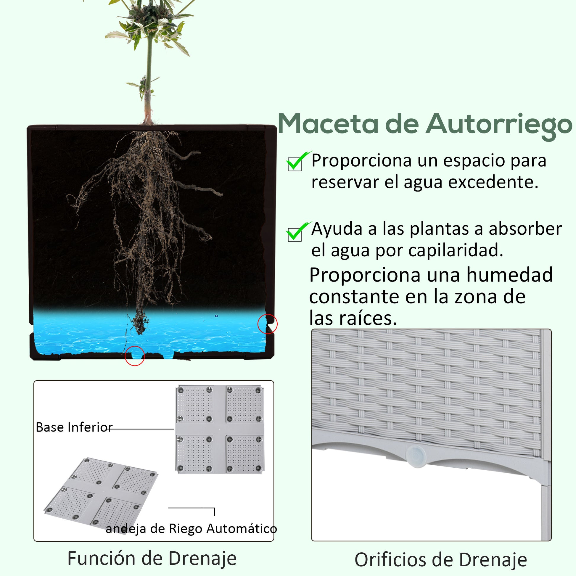 Outsunny Juego De 2 Jardineras De Exterior Combinación Libre 40x40x26/44 Cm Gris_5