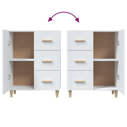 Aparador De Madera Contrachapada Blanco Brillante 69,5x34x90 Cm / Vetonek_3