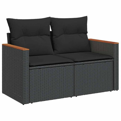 Set Sofás Jardín Y Cojines 7 Pzas Ratán Sintético Acacia Negro / Vetonek_5