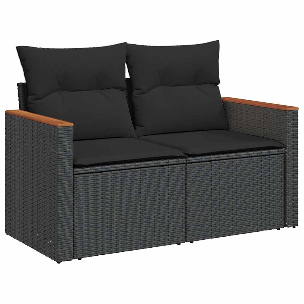 Set Sofás Jardín Y Cojines 6 Pzas Ratán Sintético Acacia Negro / Vetonek_3