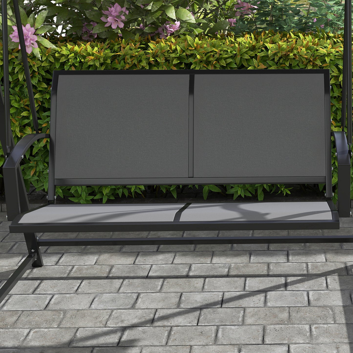 Outsunny Columpio De Jardín De 2 Plazas Con Toldo Ajustable 160x112x162 Cm Gris_4