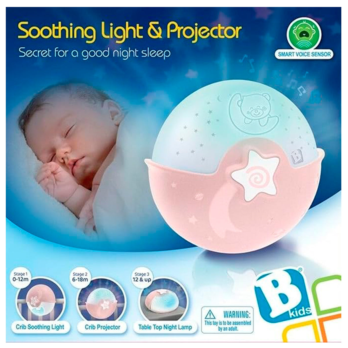 Infantino Luz Evolutiva Nocturna, Clip Para Cuna, Proyector De Estrella Y Luz De Mesa Con Melodías Y Sonidos, Rosa_3