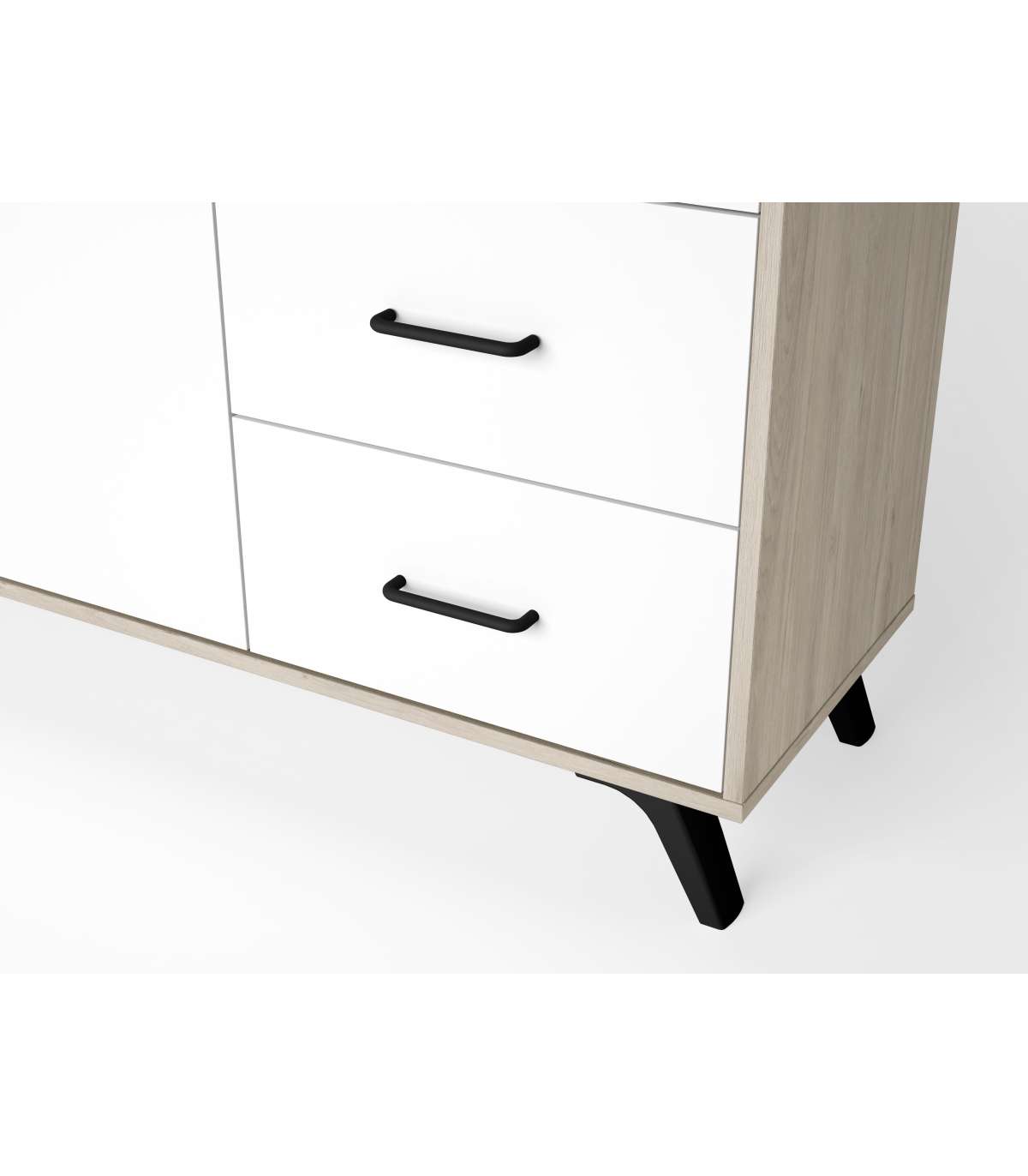 Mueble Aparador Para Comedor Modelo Samira 2 Puertas 3 Cajones Acabado Sahara/blanco, 136._3