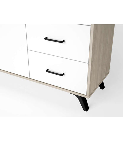 Mueble Aparador Para Comedor Modelo Samira 2 Puertas 3 Cajones Acabado Sahara/blanco, 136._3