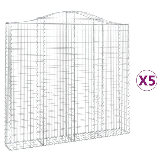 Cestas De Gaviones 5 Uds Forma De Arco Hierro 200x30x180/200 Cm_0