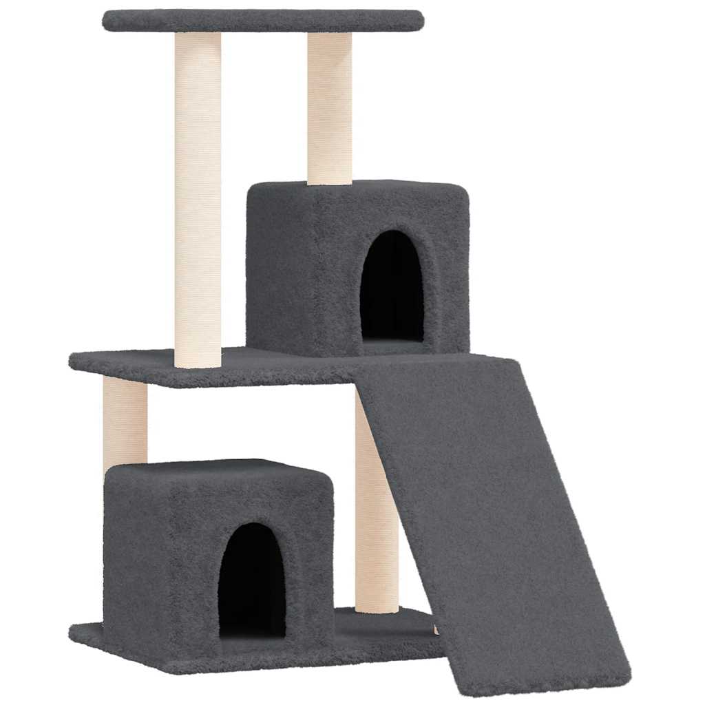 Rascador Para Gatos Con Postes De Sisal Gris Oscuro 82 Cm_0