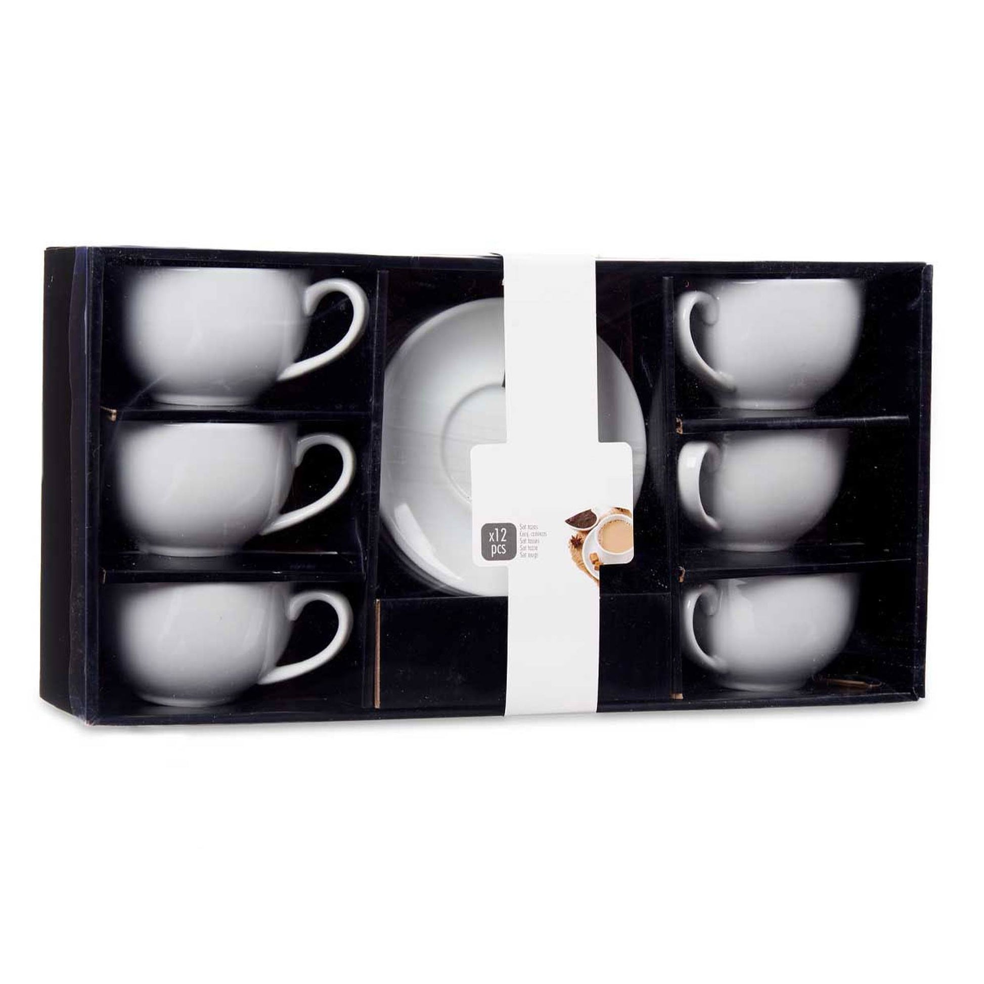 Set 6 Tazas Cafe Porcelana Blanca Con Pl Colección Vessia_5