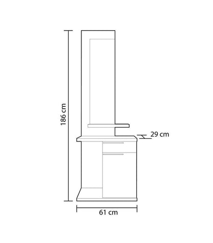 Recibidor Bacares 1cajón 1 Puerta Con Espejo En Acabado Gris/blanco Brillo 186 Cm(alto)61 Cm(ancho)29 M(largo)_3