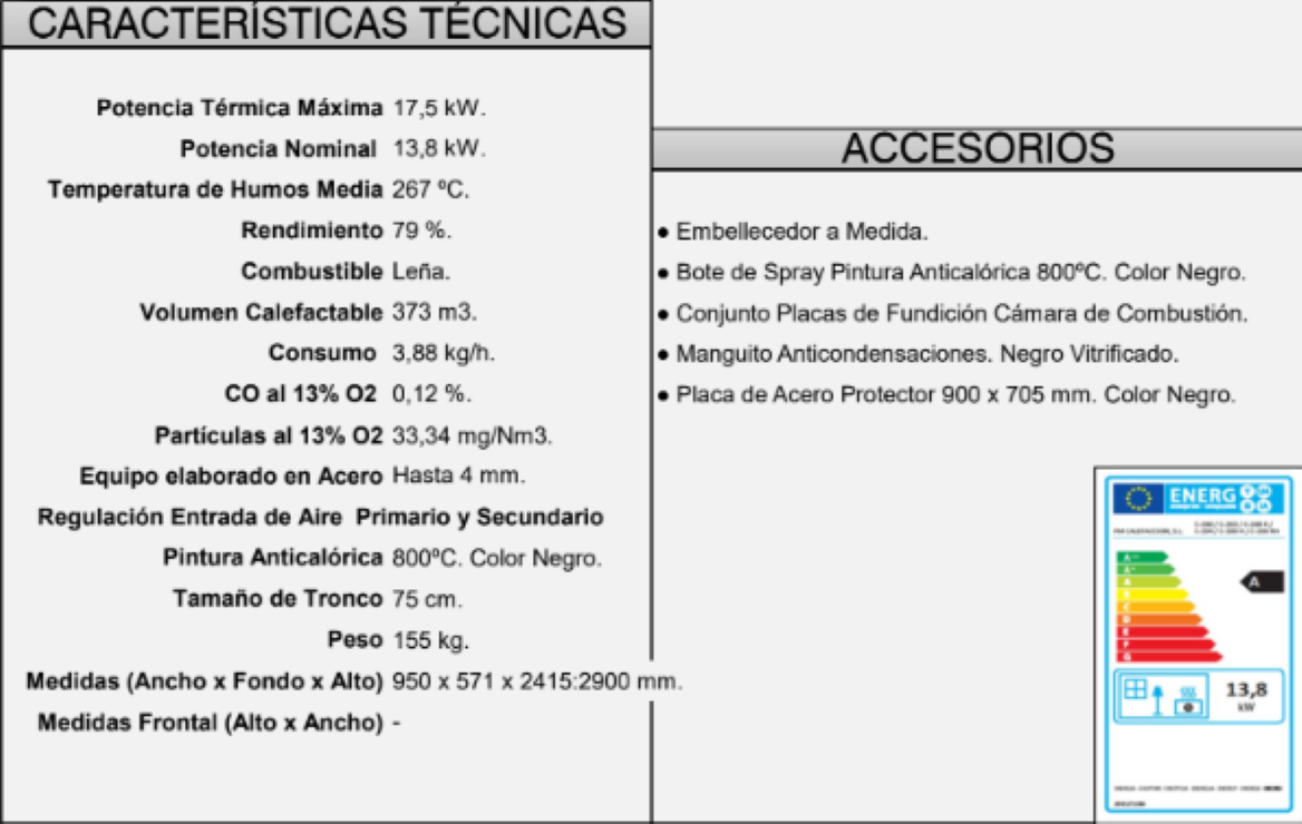 BRICOSOL Chimenea de leña frontal FM Modelo C-200 Interior Vermiculita_2