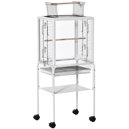 Pawhut Jaula Para Pájaros Con Soporte Desmontable 4 Ruedas Techo Abrible Bandeja_0