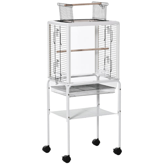 Pawhut Jaula Para Pájaros Con Soporte Desmontable 4 Ruedas Techo Abrible Bandeja_0