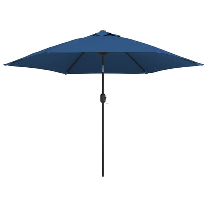 Vidaxl Sombrilla De Jardín Con Luces Led Palo Acero Azul Azure 300 Cm_0