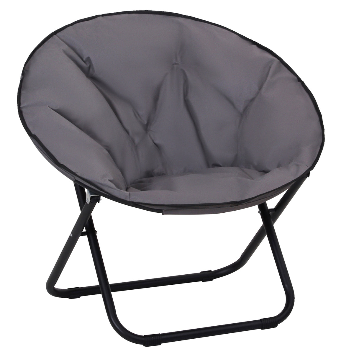 Outsunny Silla De Luna Plegable Con Asiento De Tela Oxford Y Patas De Metal 80x80x75 Cm Gris_0