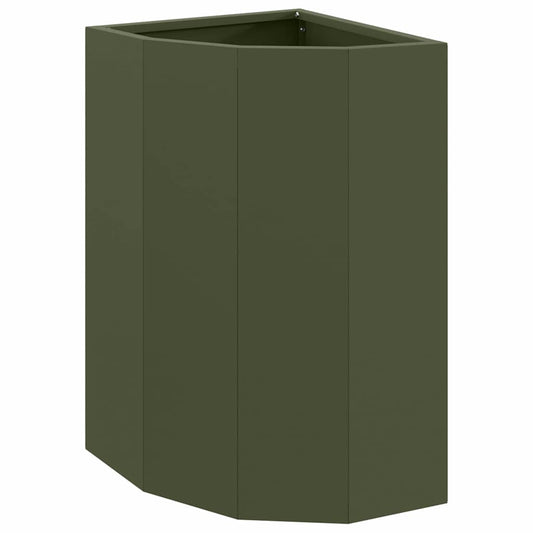 Macetero De Esquina Verde Oliva 30 X 30 X 50 Cm Acero_0