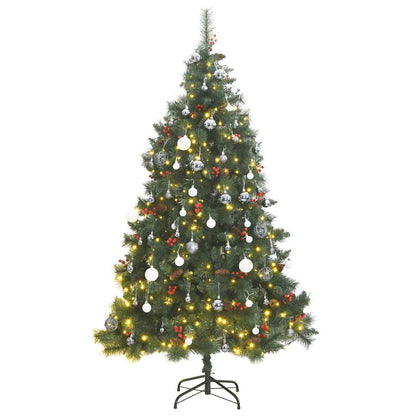 Vidaxl Árbol De Navidad Artificial Con Bisagras 300 Led Y Bolas 210 Cm_0