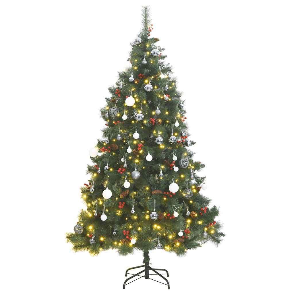 Vidaxl Árbol De Navidad Artificial Con Bisagras 300 Led Y Bolas 180 Cm_0