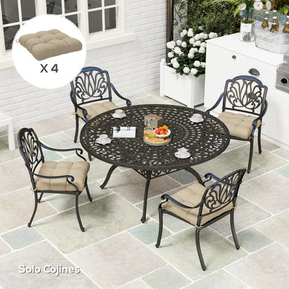 Outsunny Conjunto De Cojines Para Sillas De Comedor 48x48x10 Cm Caqui_4