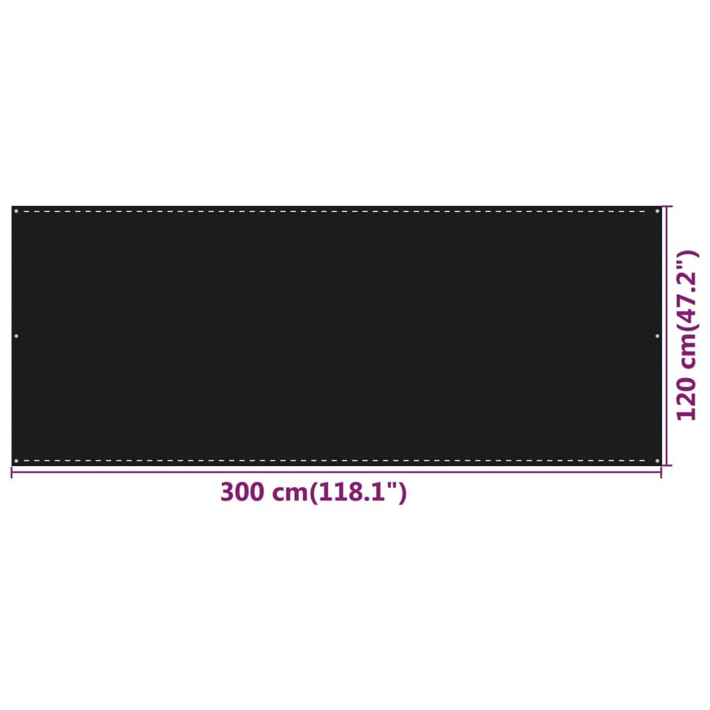 Vidaxl Toldo Para Balcón Hdpe Negro 120x300 Cm_4