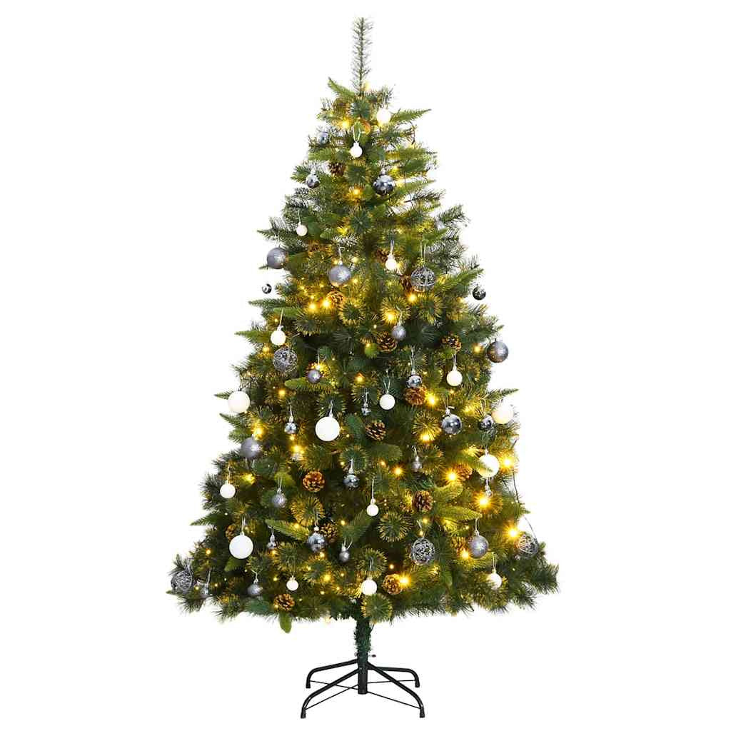 Vidaxl Árbol De Navidad Artificial Con Bisagras 300 Led Y Bolas 240 Cm_0