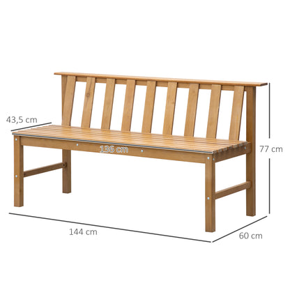 Outsunny Banco De Jardín De 3 Plazas De Madera Con Respaldo Listones 144x60x77cm_2