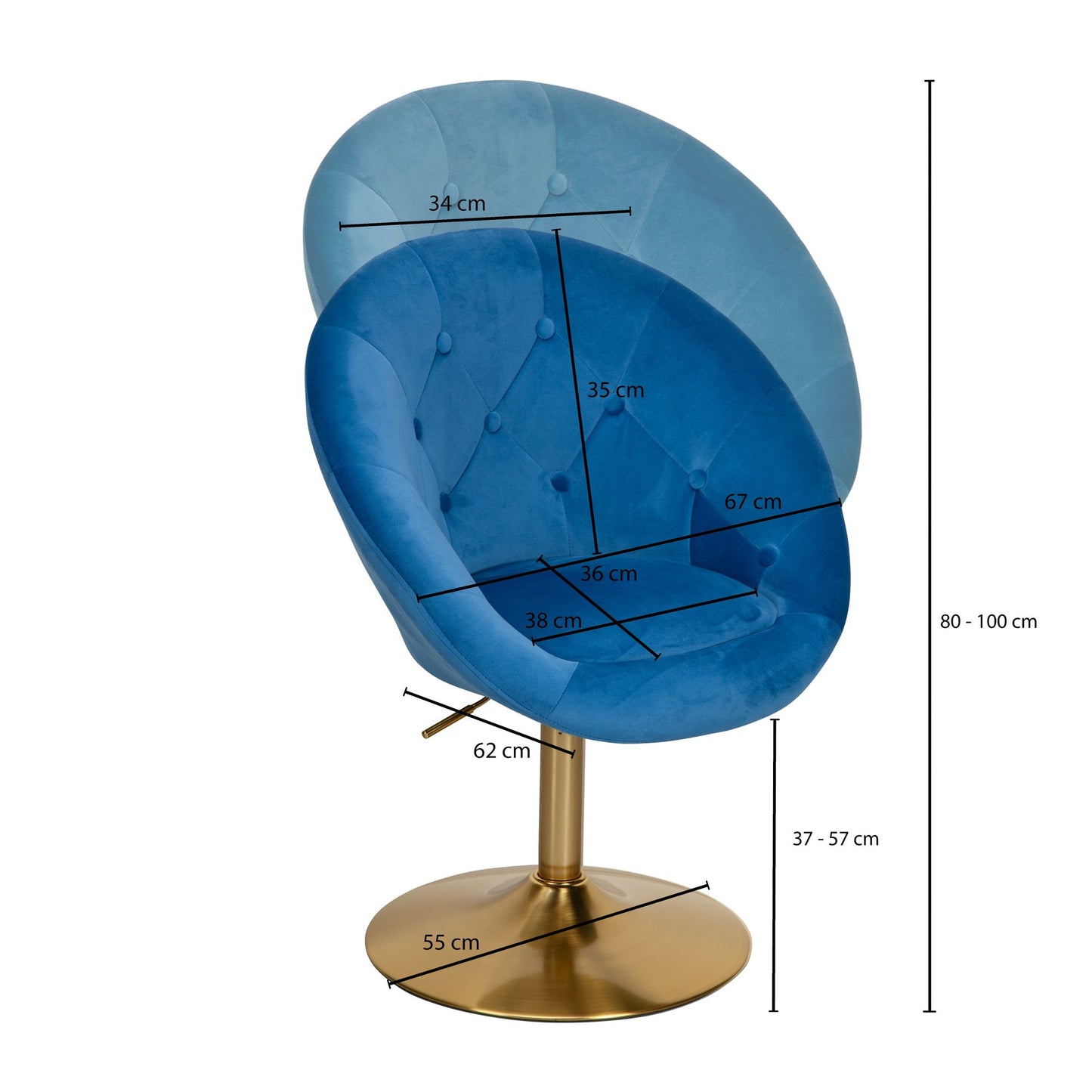 Silla Terciopelo Azul / Dorado Giratoria_3