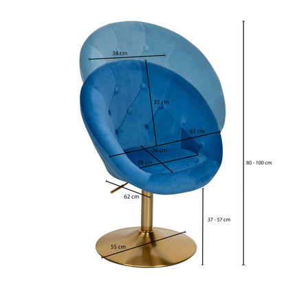 Silla Terciopelo Azul / Dorado Giratoria_3
