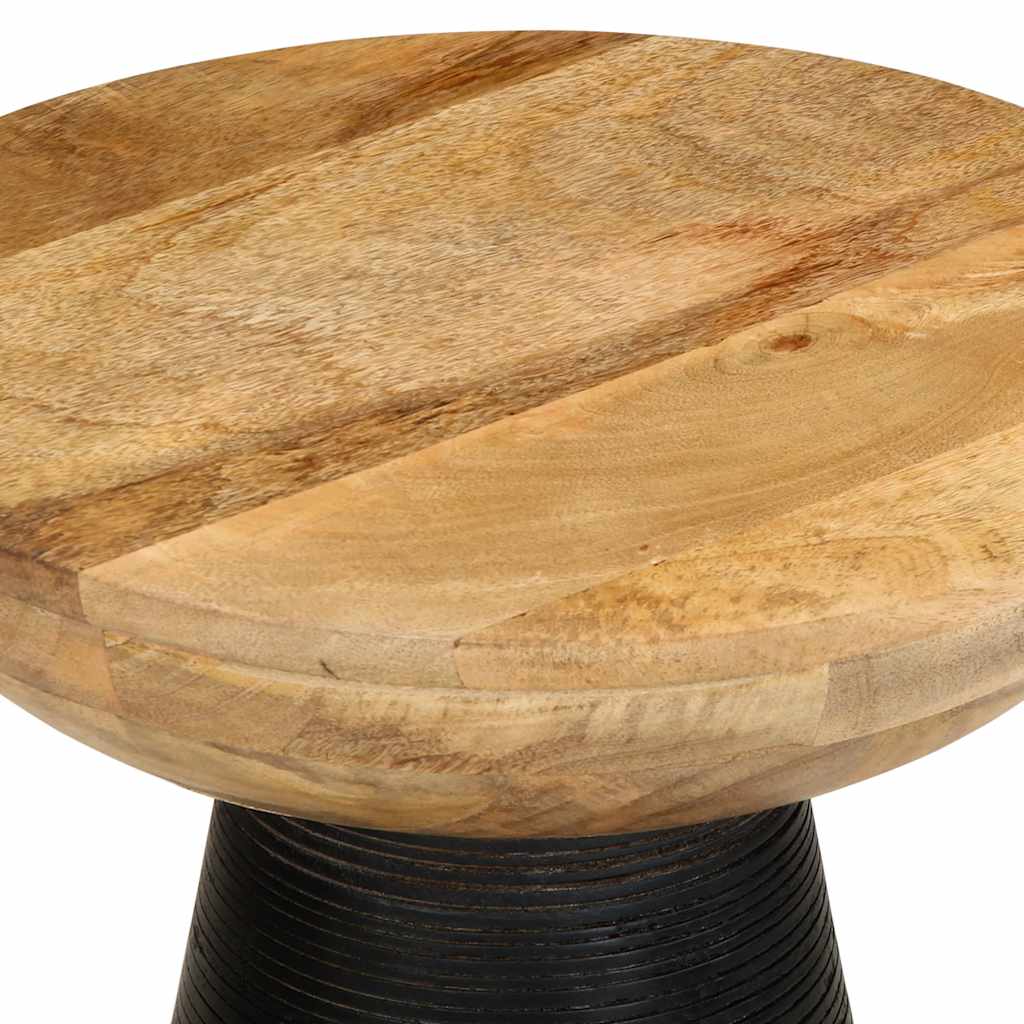 Mesa Auxiliar Madera Maciza De Mango Negra Ø37x45 Cm_3