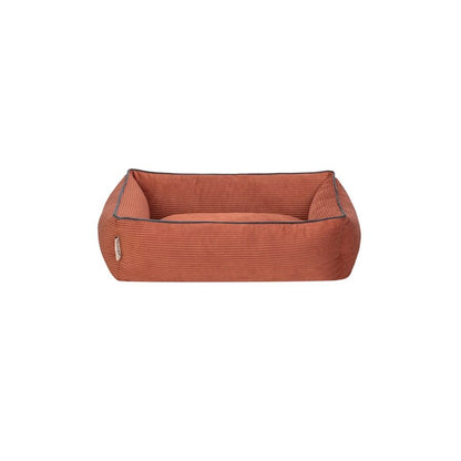 Cama Rectangular De Pana Para Perro Modelo Wuapu Alins 105x85cm Color Canela Con Detalle Gris_2