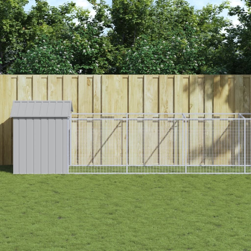 Vidaxl Caseta Perros Tejado Acero Galvanizado Gris Claro 117x813x123cm_1