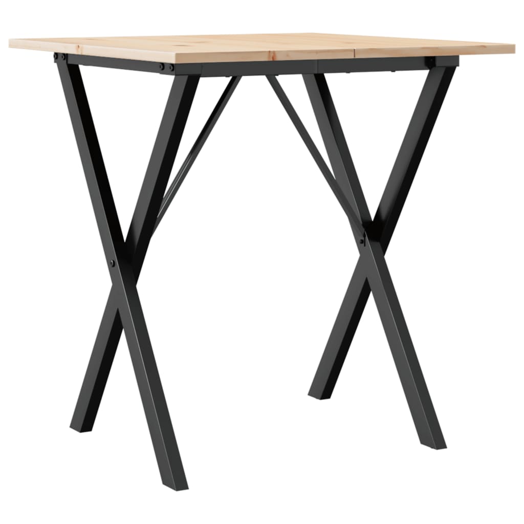 Mesa De Comedor Marco X Madera Maciza Pino Y Acero 60x60x75 Cm_0