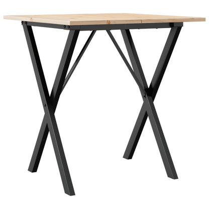 Mesa De Comedor Marco X Madera Maciza Pino Y Acero 60x60x75 Cm_0